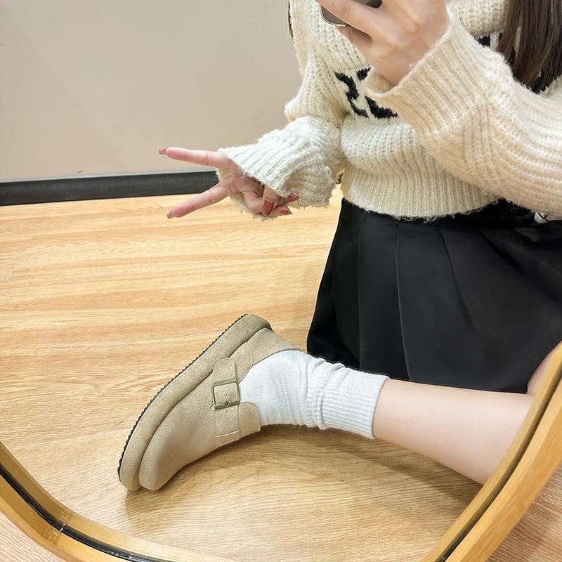 

Версия из коровьей кожи~ 2025 модные на толстой подошве с увеличением роста обувь Boken весенне-осенние новые повседневные одинарные туфли на одной педали для детей 35