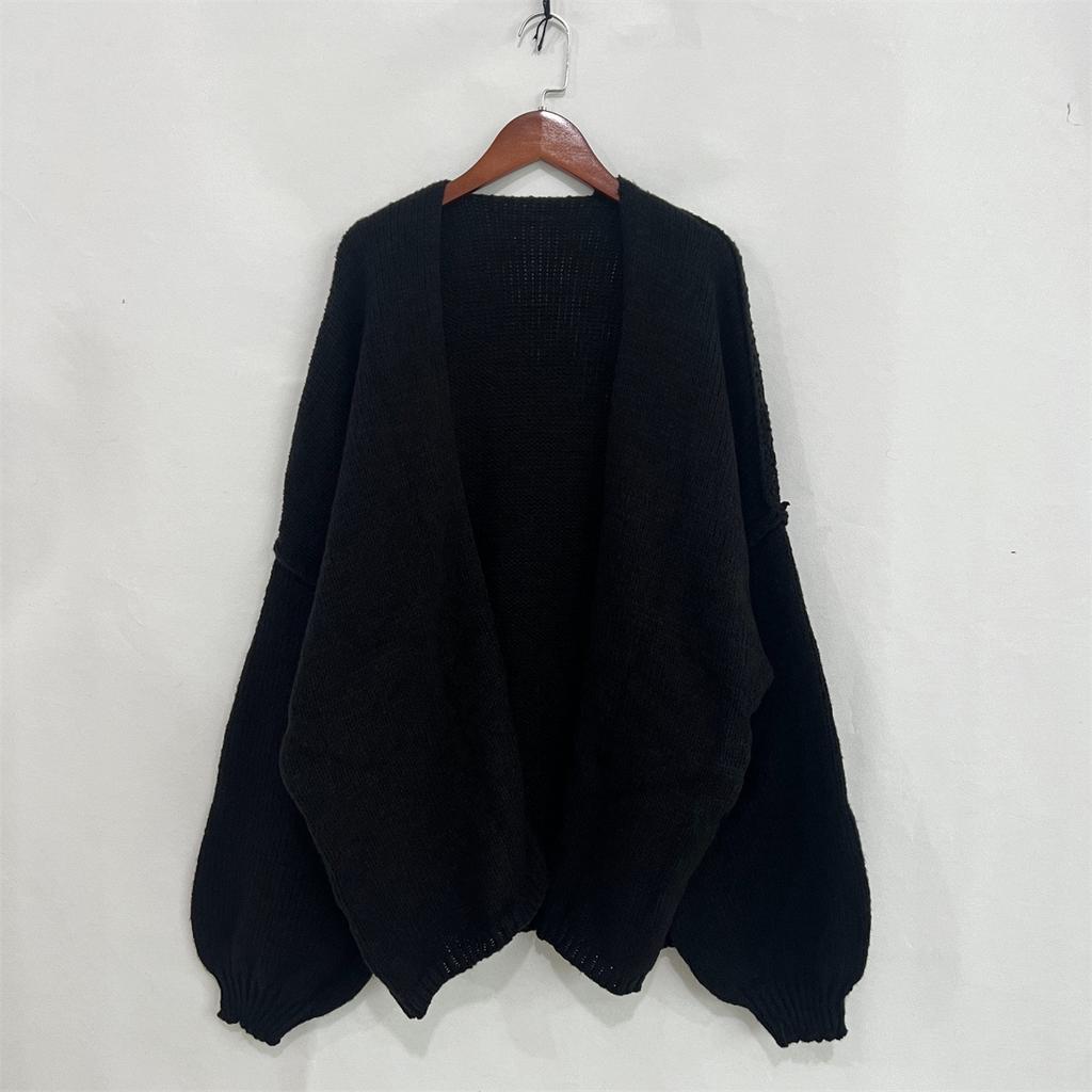 Autumn Winter New Casual Knitted Sweater Cardigan Jacket Loose Long Sleeve Solid Color Mid-length Sweater Women Cardigan Jacket