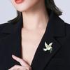 Brooch Pin Symbolic Peace Pigeon Design Zinc Alloy Pin with Rhinestone Inlay Suits Coats Sweaters Dresses Badge