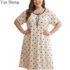 Women Nightgown Summer Polka Dot Print Milk‑Silk Loose Plus Size Long Robe Home Loungewear For Sleep