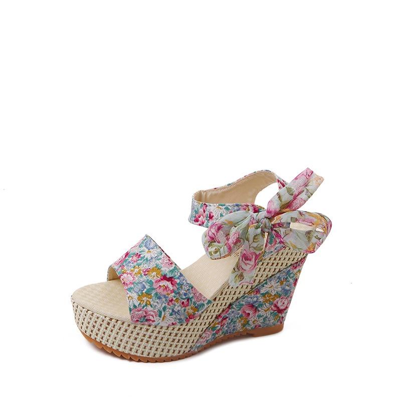 Premium Quality Women Boho Beach Sandals With Floral Wedge Heels For Summer Style