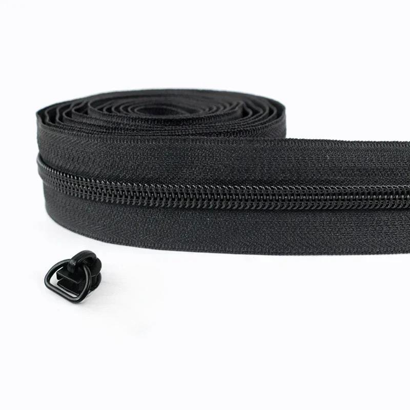 1-5M 5# Meetee Nylon Zippers with Zip Puller Sliders Bag Jacket Zips Tape By The Meter Plastic Coil Zipper Sewing Accessories