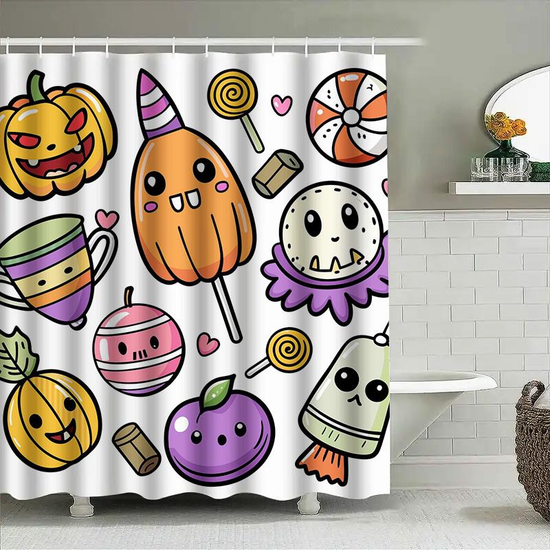 

Tuniu Cute Halloween Cartoon Shower Curtain For Kids Baby Girls Room Bathroom Decor W60H190(CM)-1 Pcs