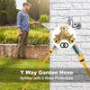 Brass Garden Hose Splitter 3/4 Inch Garden Tap Y-shaped Garden Hose Diverter For Outdoor Faucet Comfortable Grip Shut Off Valves