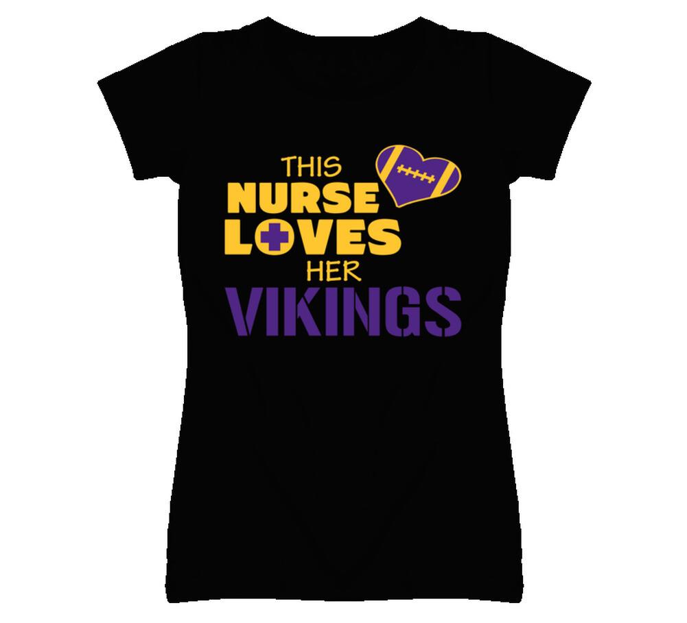 This Nurse Loves Her Vikings Football T Shirt Mens Womens Tees Top - Minnesota Vikings Team Colors 3XL