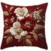 1 Stück Feder Weinrot Blume Kissenbezug Polyester 2D Doppelseitiger Druck Sofakissenhülle Geschenk für Wohnzimmer Schlafzimmer Heimdeko
