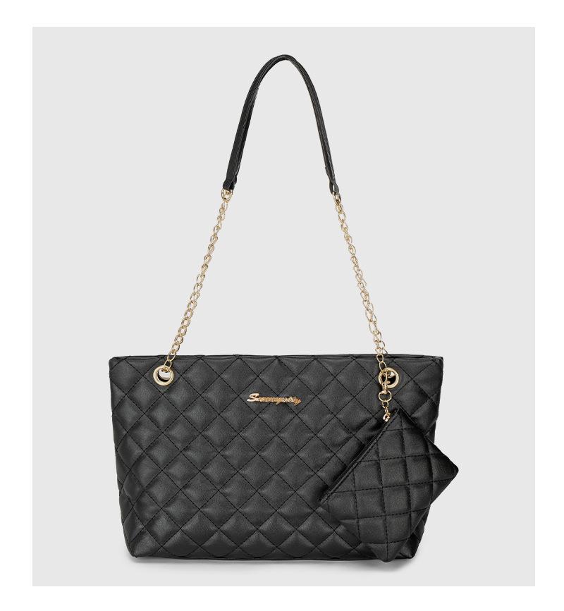 2026 Fashion Simple Letter Decor Chain Shoulder Bag Quilted Mini Wallet Pouch Tote Bag Women's Crossbody Bag