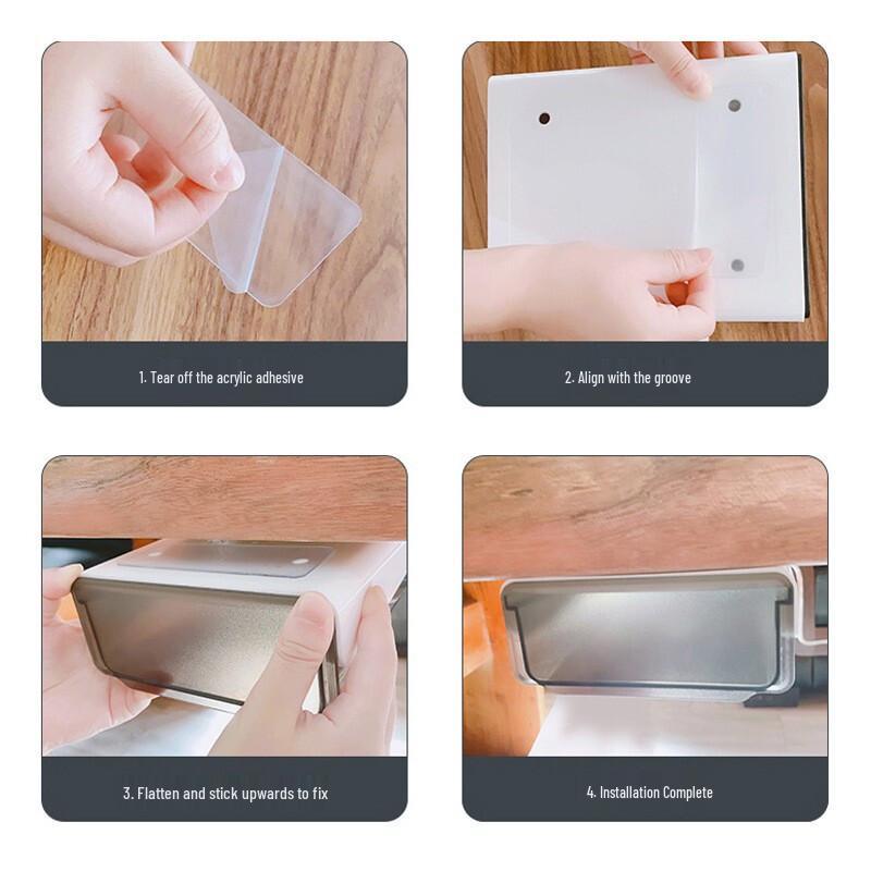 Adhesive Under-Desk Non-Marking Hidden Storage Drawer