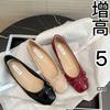 Sheepskin Version~ Small Inner Height Increase Women's Shoes Bow Square Head Shallow Mouth Ballet Single Shoes Women's Soft-soled Mary Jane Shoes