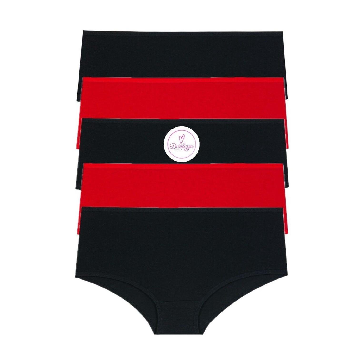 

Женские трусики с высокой талией 3 черных-2 красных 5 шт. M белый