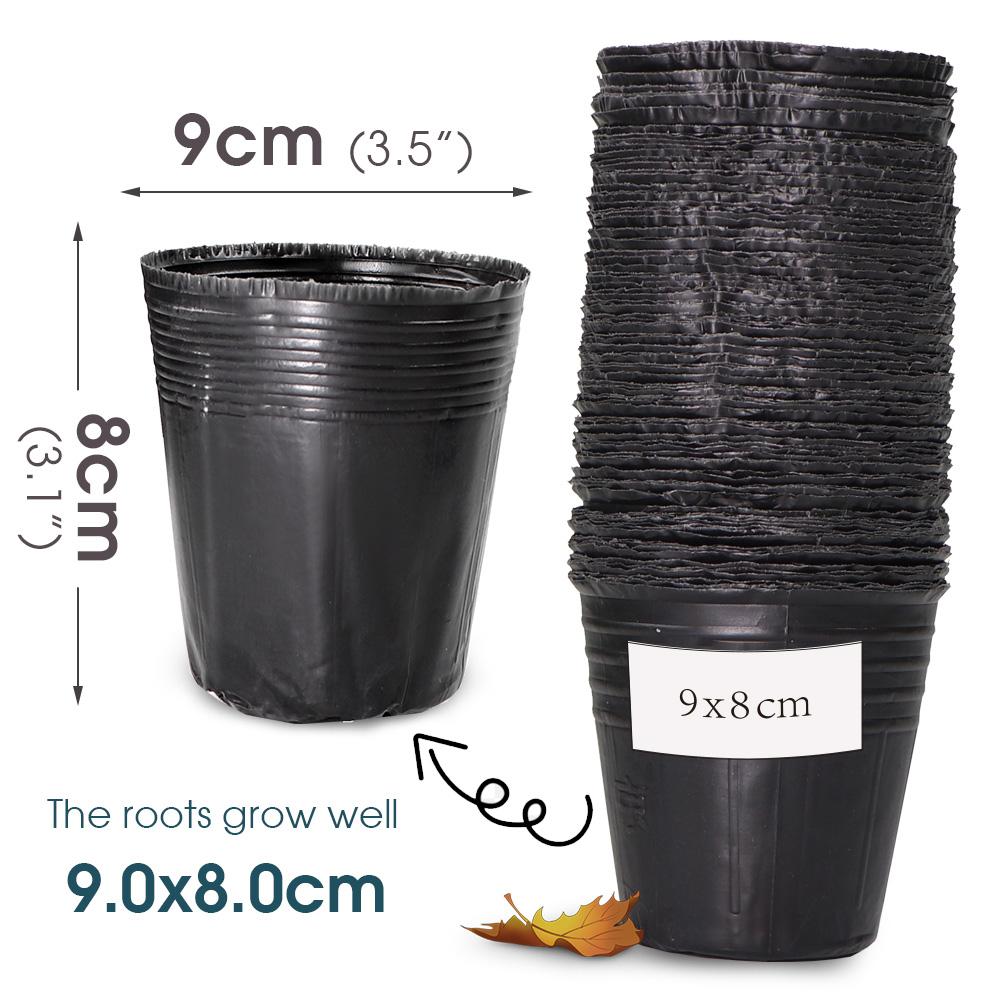 10-100PCS 21 Sizes of Seedling Grow Pots Plastic Nursery Plant Container Seed Starting Planter Bags for Garden Greenhouse Flower