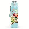 1PC Open Book Fresh Floral Arrangement 750ml Color Plastic Sports Water Bottle Leakproof Flip Straw Lid Suitable for Sports Office Home Use