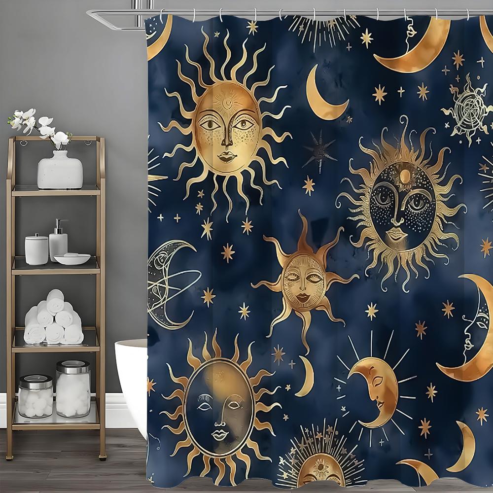 

Готическая астрологическая занавеска для душа с изображением Бога Солнца и Луны, Декоративная занавеска для душа для ванной комнаты, Водонепроницаемая занавеска для душа с крючками 200*180cm
