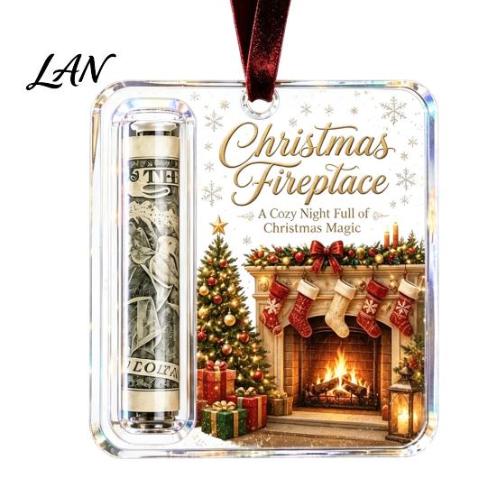 Holiday Hanging Money Holder Christmas Cash Gift Ornament, Clear Acrylic Holder, Xmas DIY Box Tree Decoration, Funny Ways To for Christmas,