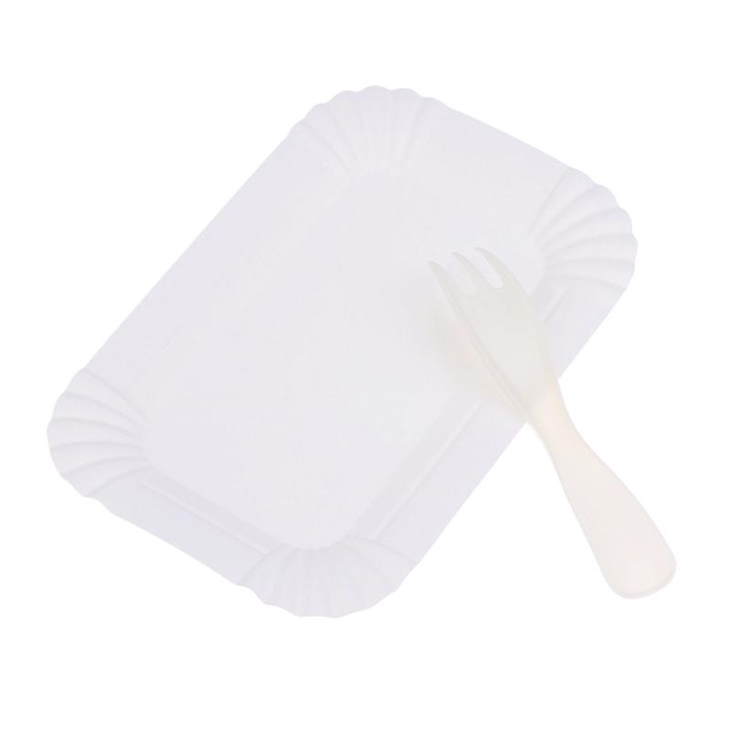 Set Coltello Forchetta Torta di Compleanno Bianco 5 Persone 10 Persone Set Piatti da Cena usa e getta in Plastica Stoviglie da Tavola per Torta da Forno