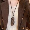 Collarbone Chain Leopard Leather Bag Necklace Storage Lipstick Jewelry Clavicle Chain  Women