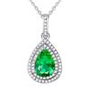 Luxury Pear Shaped Emerald Pendant Necklace 18K Gold Plated with Micro Pave Diamonds for Engagement