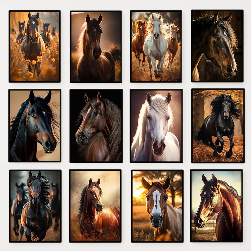 Handsome Horse Wild Animal Poster Horses Portrait Photography Canvas Painting Modern Wall Art for Living Room Home Decor Mural
