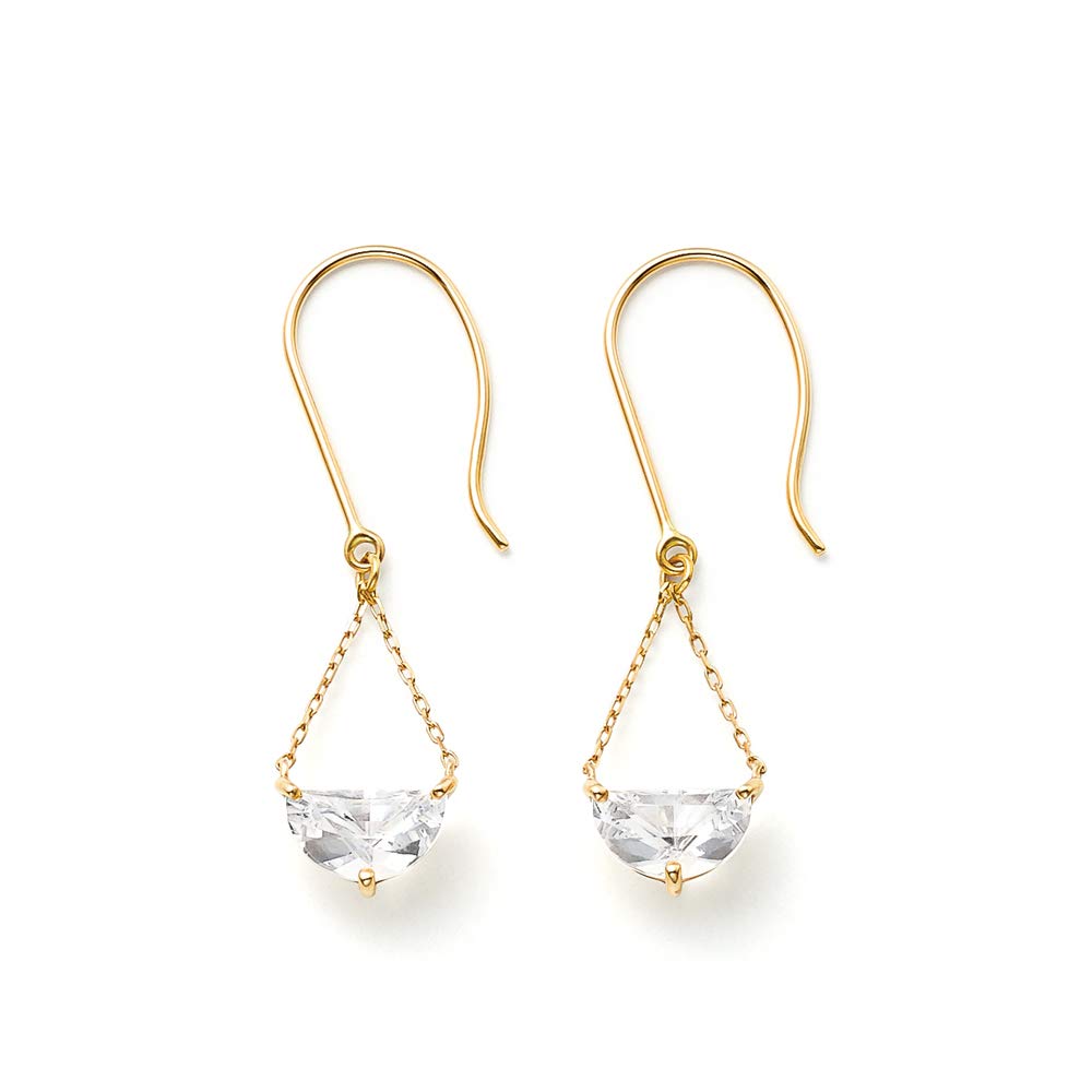 [Official] ESTELLE Women's K10 Yellow Gold Quartz Half Moon Earrings (0222-6404-0011-0000)