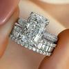 Luxury and extravagant wax inlaid with pairs of rings for women, double-layer stacked marriage proposal rings, manufacturers wholesale shein explosion