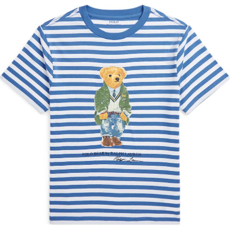 Polo Ralph Lauren Pruhované tričko s potiskem medvěda Dětská trička Modrá CWPOTSHY8020801-400