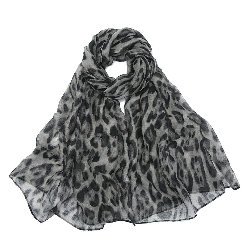 WTEMPO 1PC Outdoor Travel Sunscreen Gauze Scarves Classic Windproof Cold-proof Leopard Printed Scarf Shawls