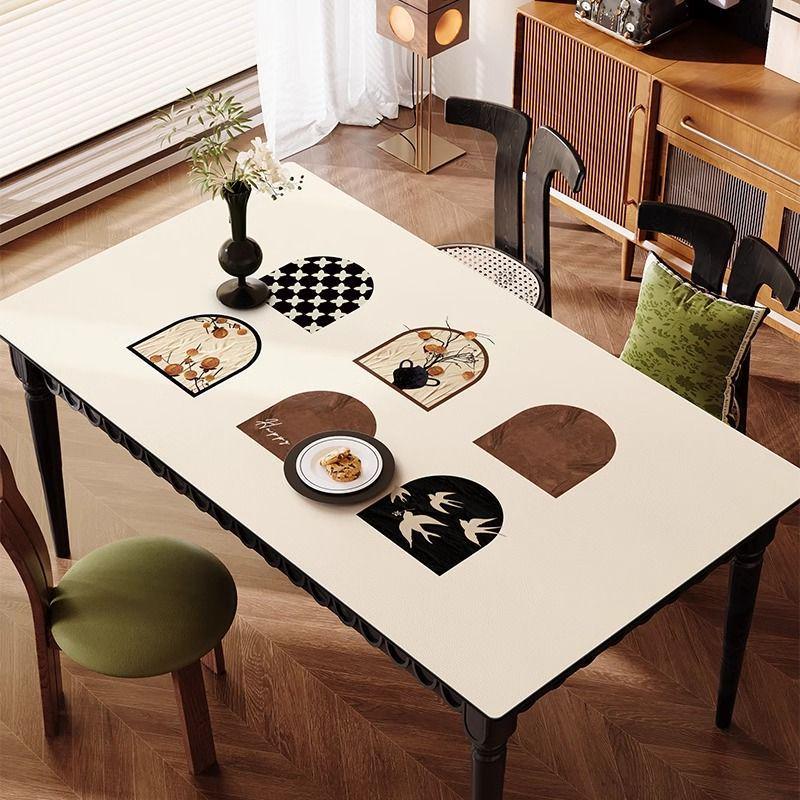 New Chinese Style Oil-Proof Waterproof Scald-Proof Leather Dining Table Mat