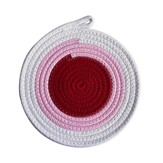 Cotton Rope Coaster, Color Block Heat Insulation Mat for Table, Thickened Potholder for Hot Dishes, Farmhouse Cup Mat