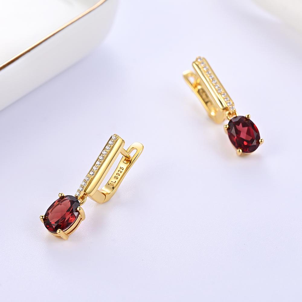 Elegant S925 Sterling Silver Earrings with Natural Garnet Stones January Birthstone Fine Jewelry for Women Birthday Gift
