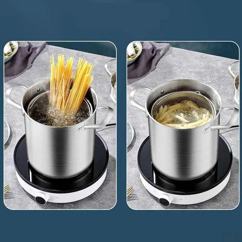 Stainless Steel Spaghetti Pot, Asparagus Pot, Noodle Pot, Deep Frying Pot, Steaming Pot, Broth Pot, Steaming And Cooking Multifunctional Pot