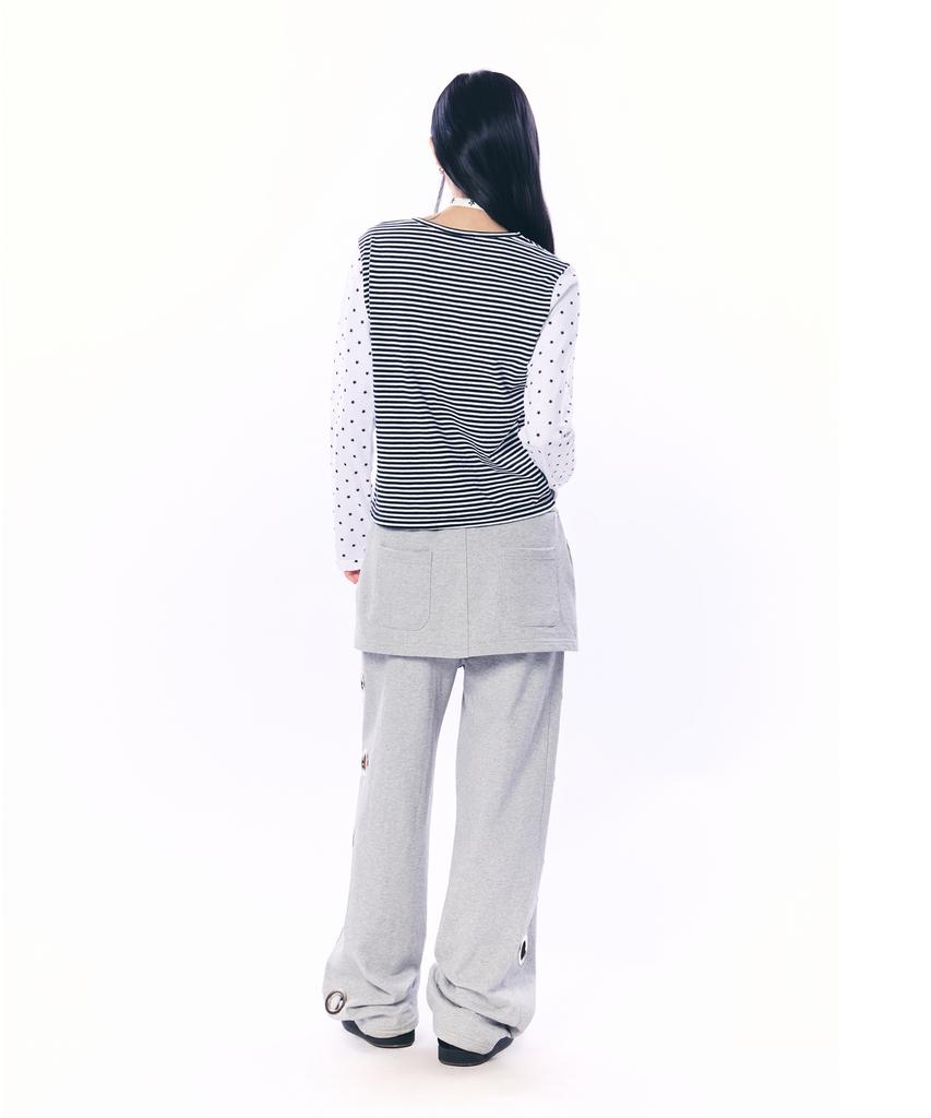 SETUP-EXE Mixed Pattern Top / Black