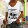 Summer V-neck 3D Printed Top Fashionable Casual Short Sleeved Women's T-shirts