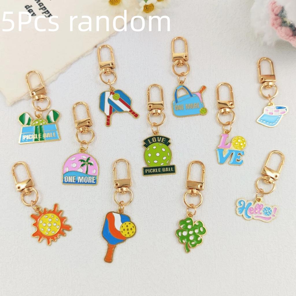 1/5Pcs Creative Pickleball Racket Metal Keychain Colorful Hollow Golf Ball Keychains Dink Ball Fans Party Gift Bag Pendant