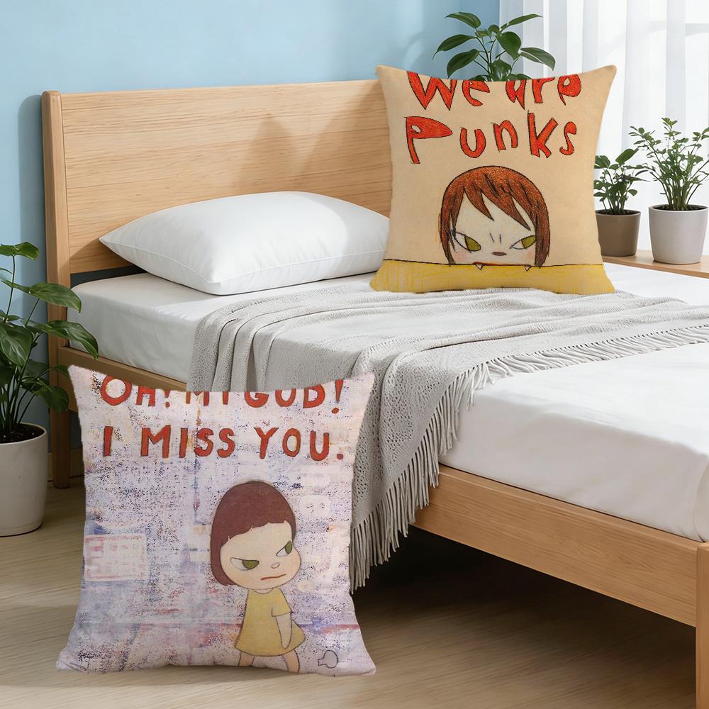 Y-Yoshitomo-O Art Cushion Cover For Pillow N-Naras-S Printing Sofa Decoration Home Car Room Coffee Shop Office Nordic Simplicity