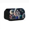 Pragmata Ink Print Double Layer Pencil Case With Nylon Material For Students
