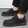 Men's Casual Leather Shoes Spring Work Shoes Heightening Anti-slip Fashionable All-match Black Shoes for Office Wear