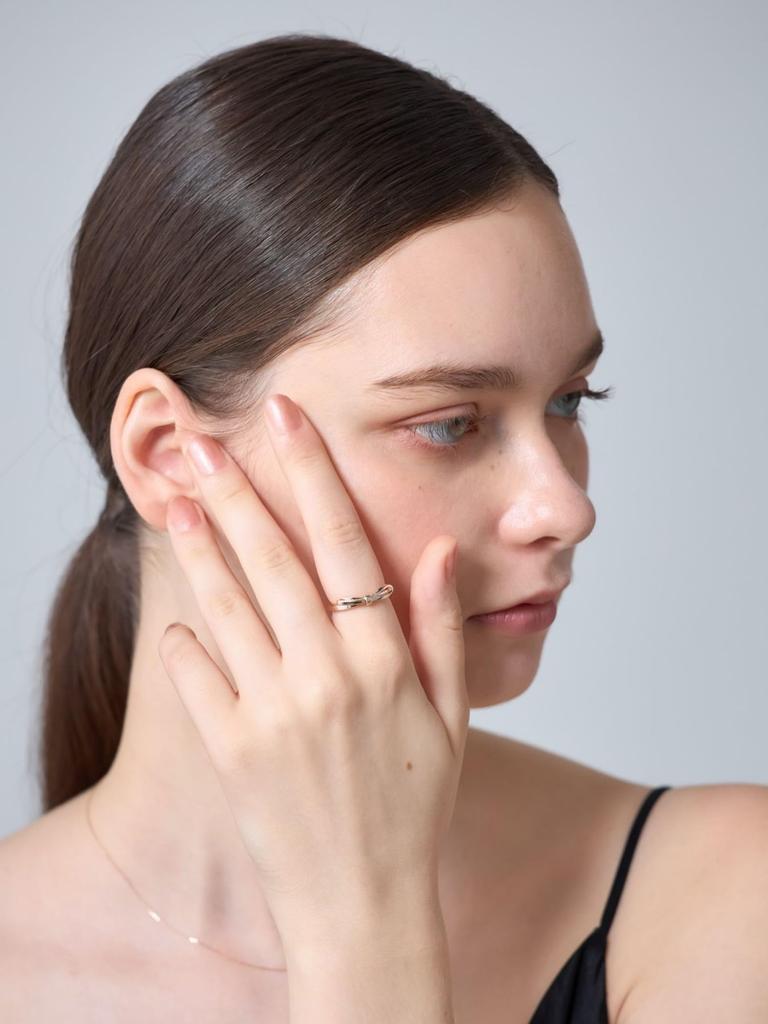 Ete Fantou Jewelry Ribbon Size Ring, 11, Platinum, 810355-810356