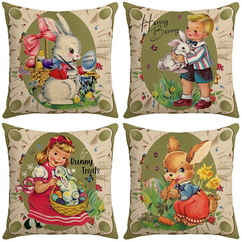 Easter Pillow Office Pillow Case Home Decoration Sofa Pillow Case Rabbit Easter Egg