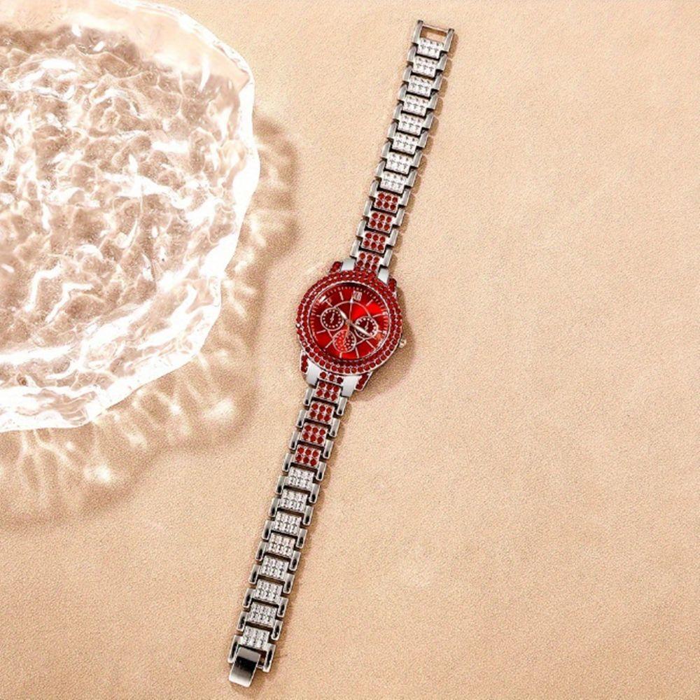 Full Diamond Luxury Bracelet Watch Set Ladies Quartz Watch Exquisite Five-piece Women's Set