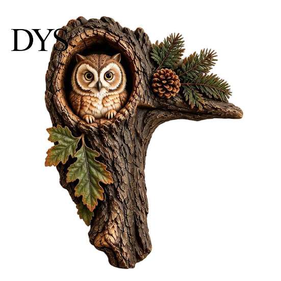 Ferienhaus Büro Dekor Wald Streifenhörnchen Türhänger, Harz Baumhöhle Ecke mit Eiche Dekoratives Fensterschild Blätter, Niedliches Waldtier