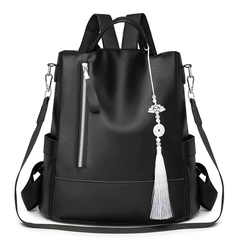 

Рюкзак с кисточками, защита от кражи, женский рюкзак, многоцелевой рюкзак для путешествий большой емкости чёрный