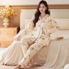 Plus Size Floral Pajama Set: Spring & Autumn, Long Sleeve, Comfortable Japanese Style for Middle-Aged Moms, Indoor/Outdoor Wear