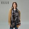 ELLE 100% Sheepskin Scarf Women's Autumn and Winter Warm Fashion Letter Jacquard Shawl Dual purpose