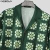 INCERUN Men Lapel Neck Short Sleeve Floral Print Buttons Down Casual Oversized Shirts