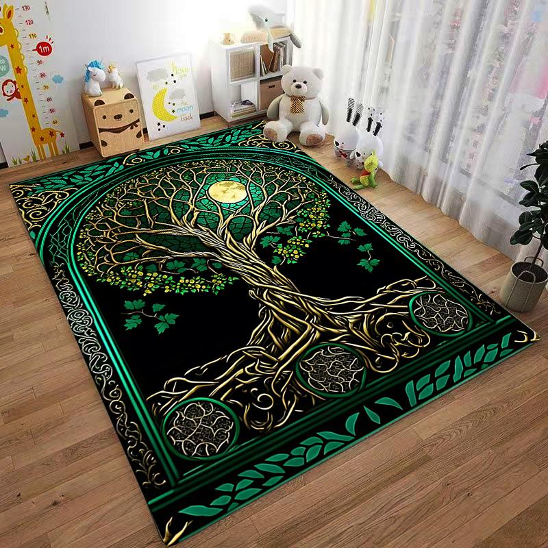 Moonlit Tree of Life Rug, Elegant Decor Design Suitable for use as an anti-slip game mat for living room and bedroom sofas