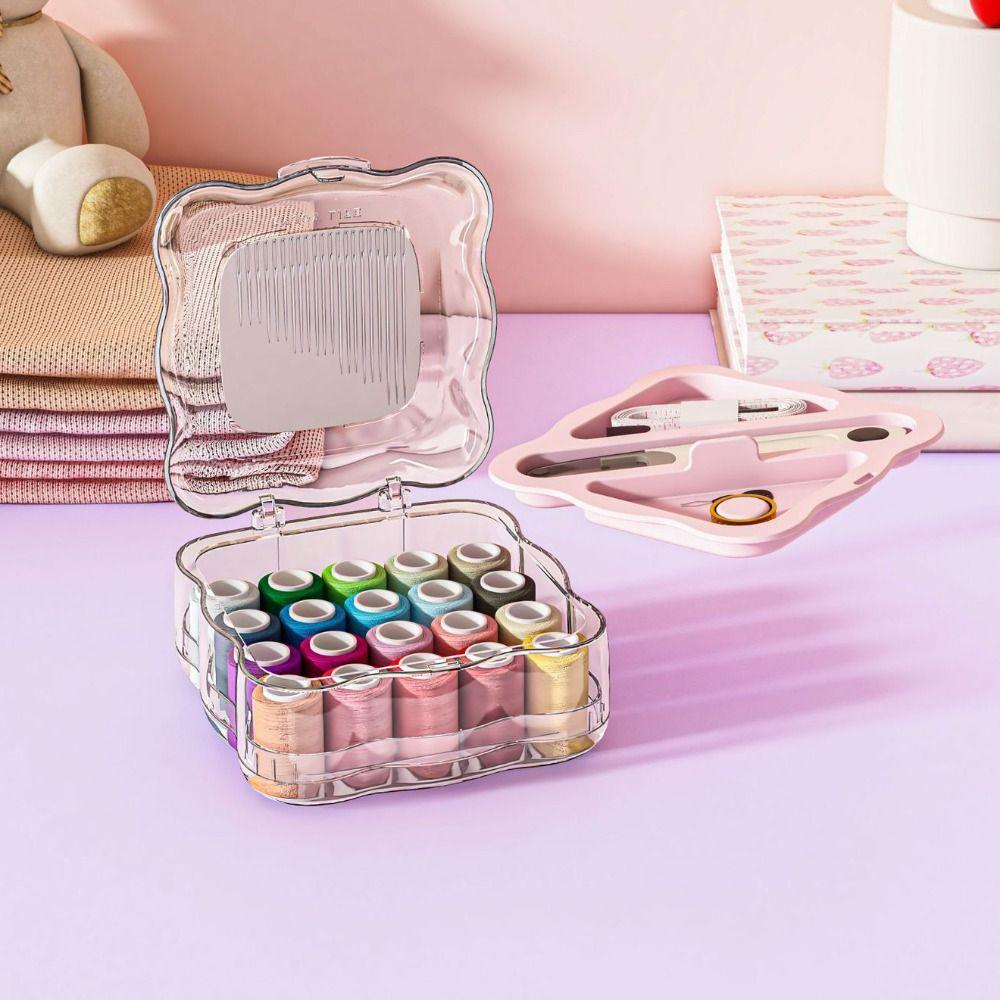 Partitioned Hand Sewing Tool Kit Portable Magnetic Needle Thread Box Mini Sewing Box Set Travel