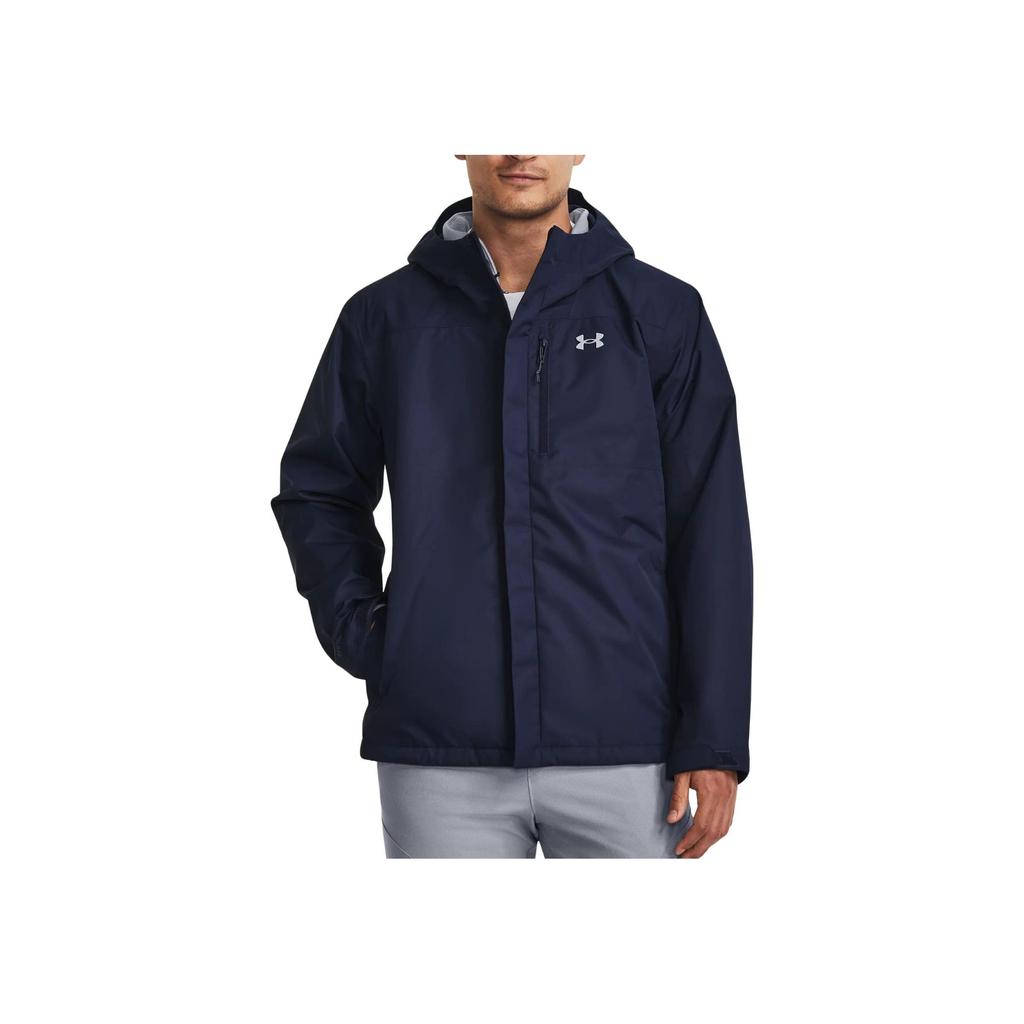 Under Armour UA Storm Porter 3-In-1 2.0 Jacket With Logo Print Long Sleeve Hooded Men Outerwear Navy-Blue 1371585-410