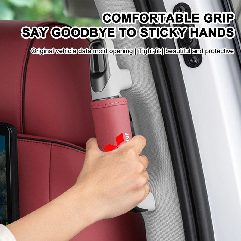 Skórzana Pokrywa Podłokietnika z Logo Samochodu Pokrowce Ochronne na Uchwyt Dachowy Dla Mitsubishi Asx Lancer Outlander Pajero Ralliart Akcesoria Stylizacja Samochodu