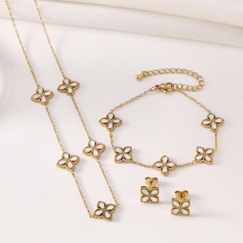 Zircon Clover Jewelry Set Luxury Fashion Women Daily Wear