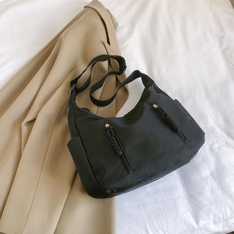Stylish 2024 Summer Large Capacity Nylon Crossbody Bag For Trendy Streetwear In Black Red Beige Blue